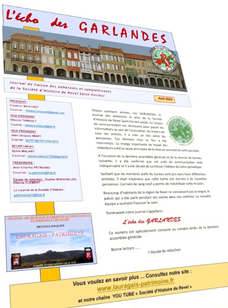 l'écho des Garlandes, revue de la SHRSF, Société d'Histoire de Revel Saint Ferréo