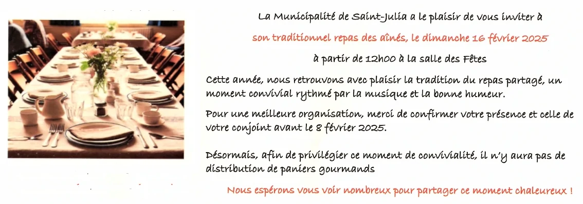 Repas des ainés le 16 février 2025