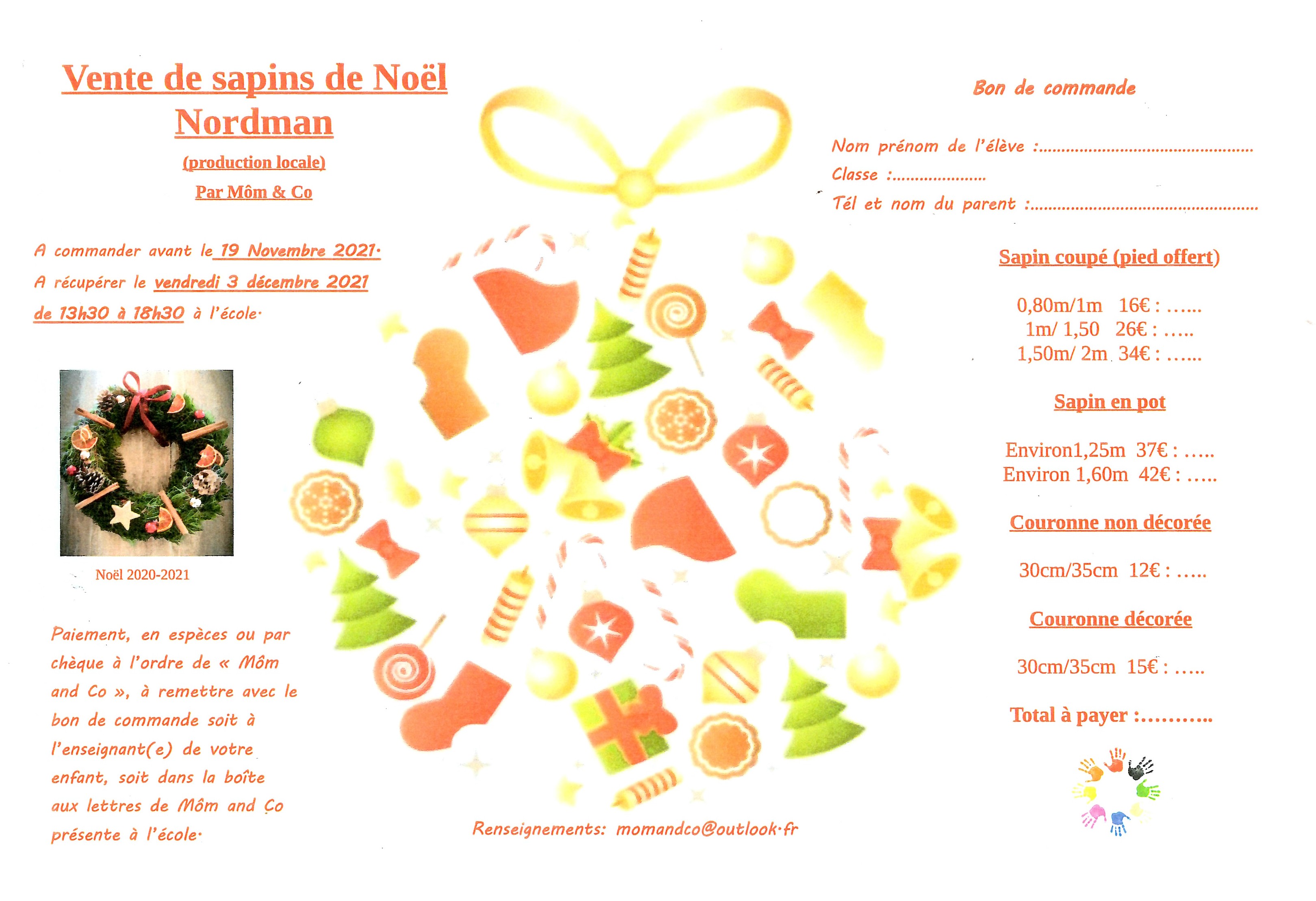 Vente de sapins : formulaire
